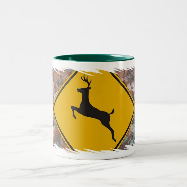 deer crossing Two-Tone coffee mug (Center)