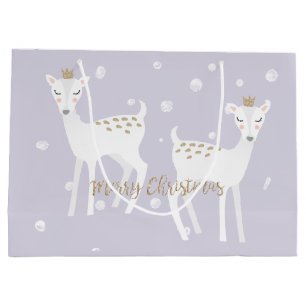 Deer - Cute Lavender Christmas Gift Bag