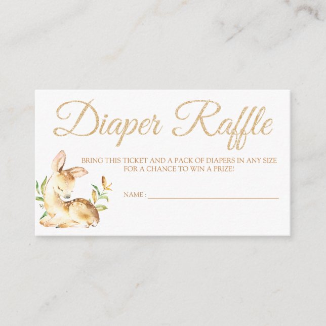 Deer Diaper Raffle Card Tickets for Baby Shower (Front)