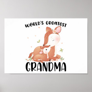 Deer Doe and Fawn World's Greatest Grandma Poster