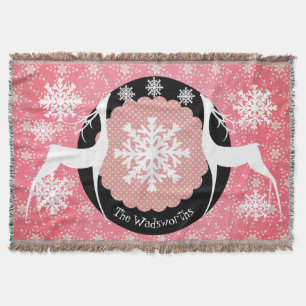 Deer Dots and Snowflakes Holiday Throw
