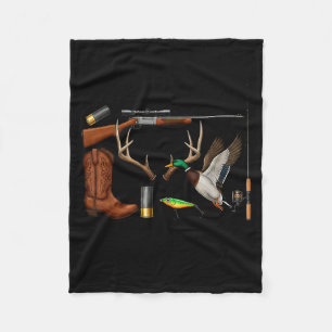 Deer Duck Fish Hunting Hello Hunting Season Christ Fleece Blanket