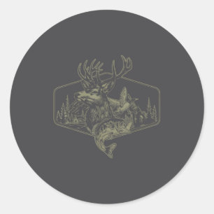 Deer Duck Fishing Hunting Solves Most Of My Proble Classic Round Sticker