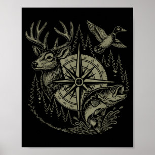 Deer Duck Fishing Hunting Solves Most Of My Proble Poster