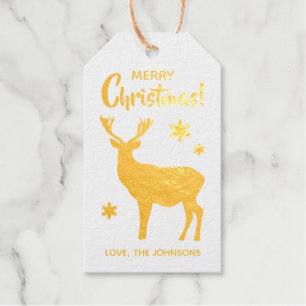 Deer elegant simple silhouette Merry Christmas Gift Tags