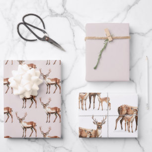 Deer Elk Christmas Wrapping Paper Sheet