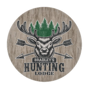 Deer Elk Hunter ADD NAME Bow Hunting Lodge Cabin Cutting Board