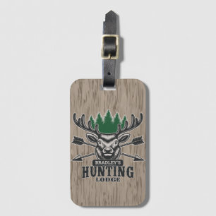 Deer Elk Hunter ADD NAME Bow Hunting Lodge Cabin Luggage Tag