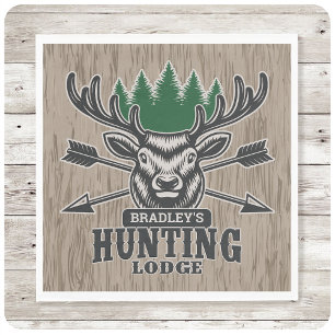 Deer Elk Hunter ADD NAME Bow Hunting Lodge Cabin Napkin