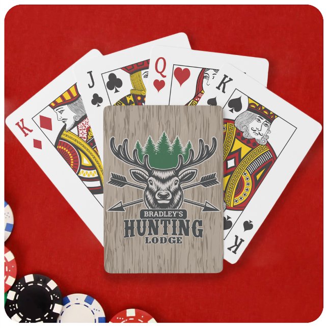 Deer Elk Hunter ADD NAME Bow Hunting Lodge Cabin Playing Cards (Creator Uploaded)