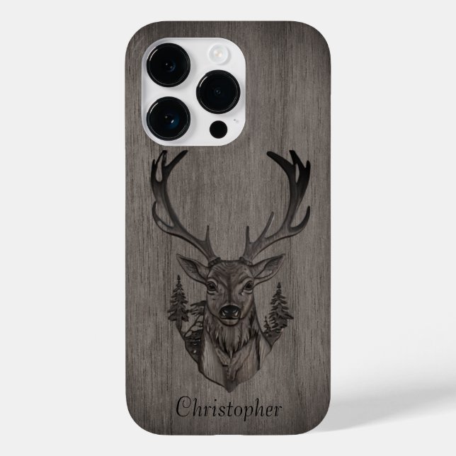 Deer - engraved wood - personalised wooden Case-Mate iPhone case (Back)