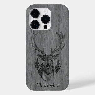 Deer - engraved wood - wooden Case-Mate iPhone 14 pro case