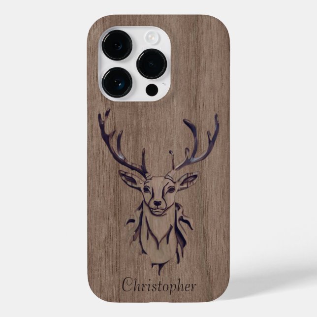 Deer - engraved wood - wooden Case-Mate iPhone case (Back)