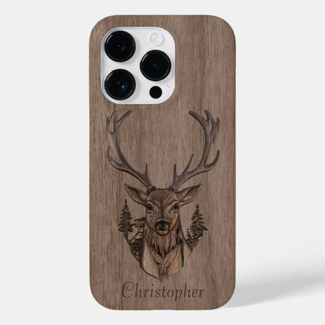Deer - engraved wood - wooden Case-Mate iPhone case (Back)