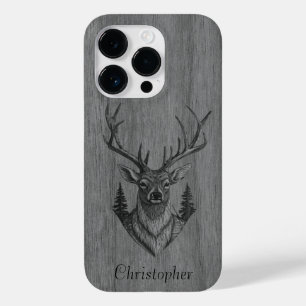 Deer - engraved wood - wooden Case-Mate iPhone 14 pro case
