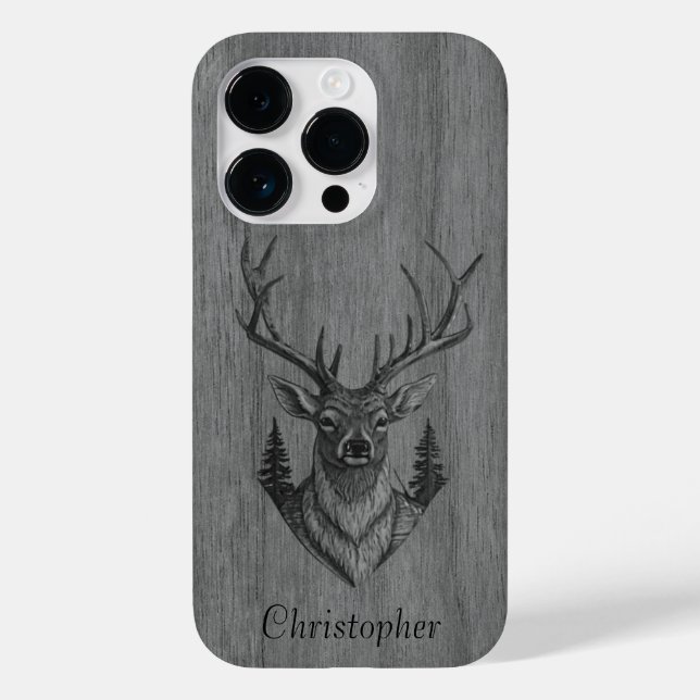 Deer - engraved wood - wooden Case-Mate iPhone case (Back)
