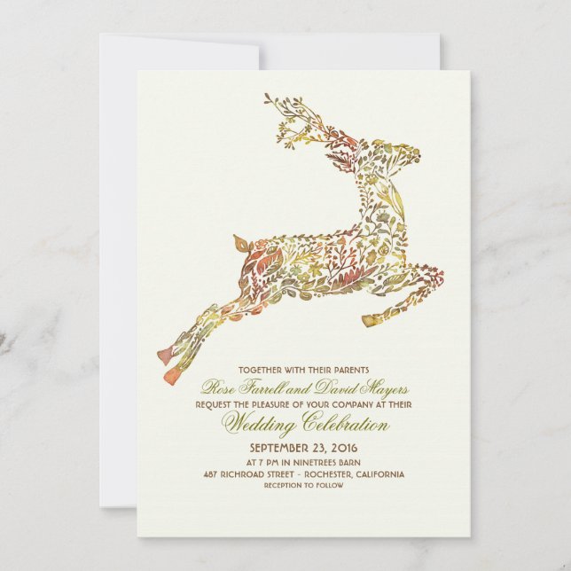 Deer Fall Woodland Wedding Invitations (Front)