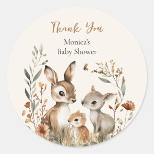 Deer Family Boho Pampas Baby Shower Gift Classic Round Sticker