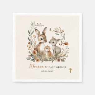 Deer Family Boho Pampas Orthodox Baby Shower Napkin