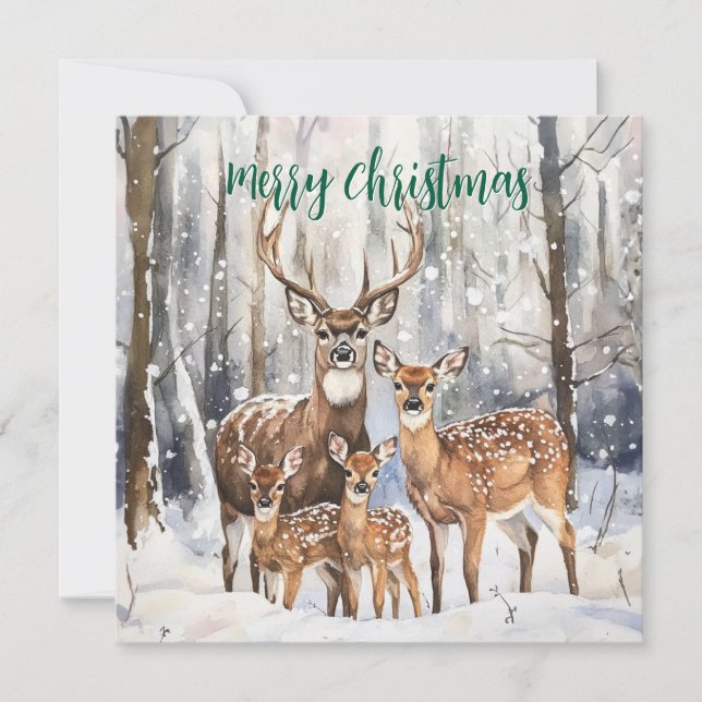 Deer Family Flat Holiday Card (Front)