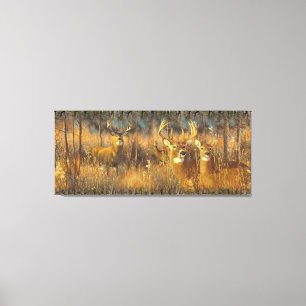 Deer Family In Autumn Morning Sun Canvas Print