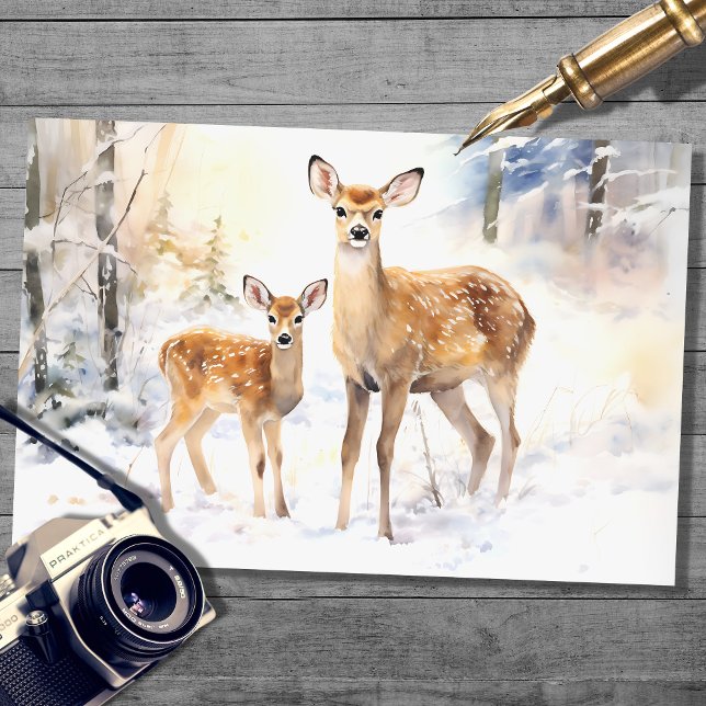 Deer Family in Snow 4 Decoupage Paper (Creator Uploaded)