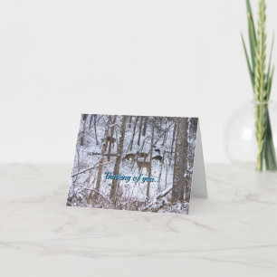 Deer Family In Snow Thinking Of You Card
