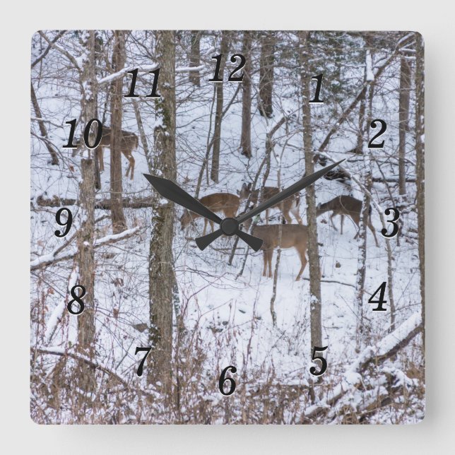 Deer Family In Snow Wall Clock (Front)