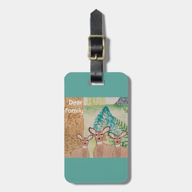 Deer Family Luggage Tag (Front Vertical)