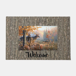 Deer Family Playing In Field Doormat