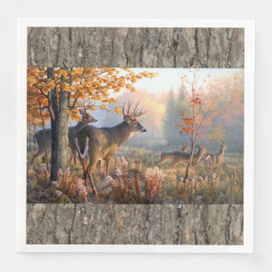 Deer Family Playing In Field Napkin