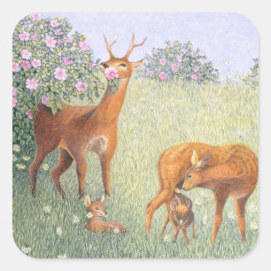 Deer Family Square Sticker