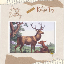 Deer Family Vintage Decoupage