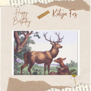 Deer Family Vintage Decoupage Tissue Paper