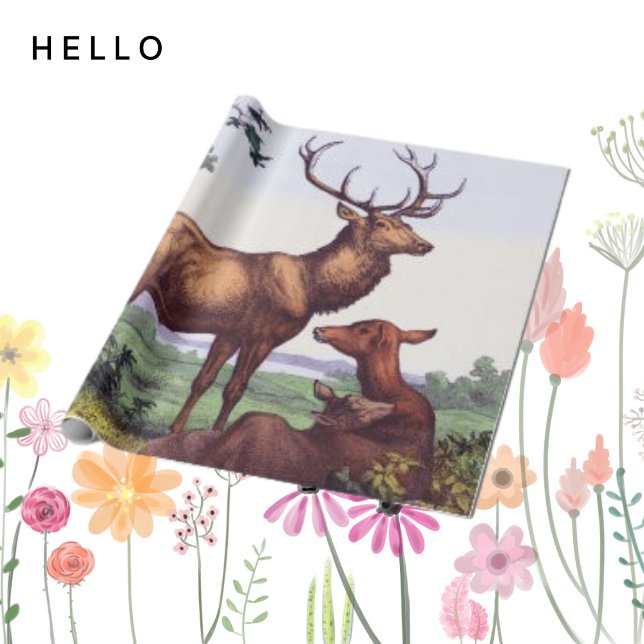 Deer Family Vintage Square Sticker (Creator Uploaded)