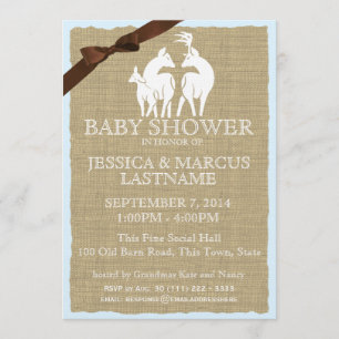 Deer Family Woodland Baby Shower Invitation