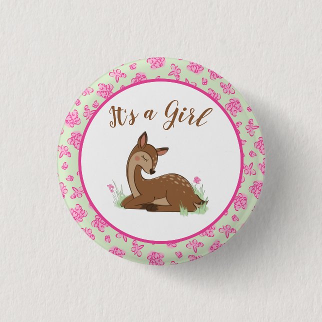 Deer Fawn Baby Shower 3 Cm Round Badge (Front)