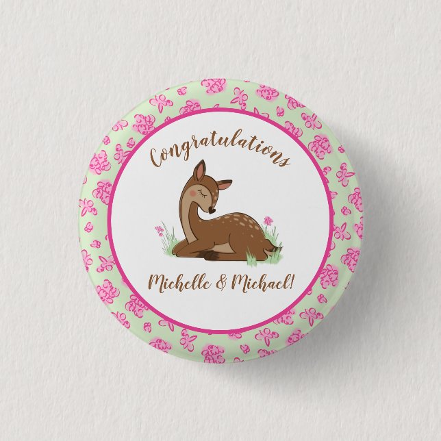 Deer Fawn Baby Shower 3 Cm Round Badge (Front)