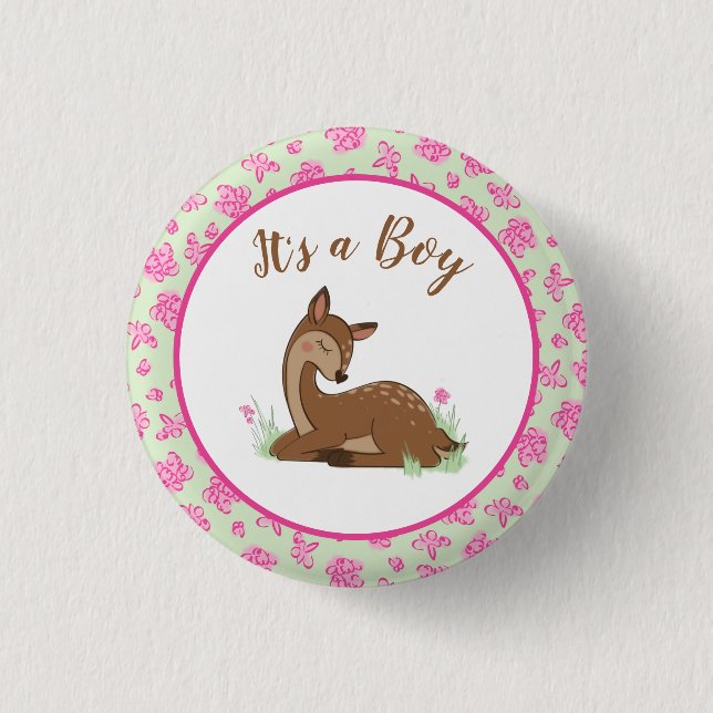 Deer Fawn Baby Shower 3 Cm Round Badge (Front)