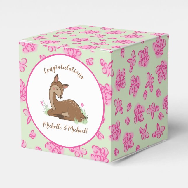 Deer Fawn Baby Shower Favour Box (Front Side)
