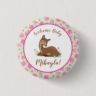 Deer Fawn Baby Shower Woodland Animals 3 Cm Round Badge