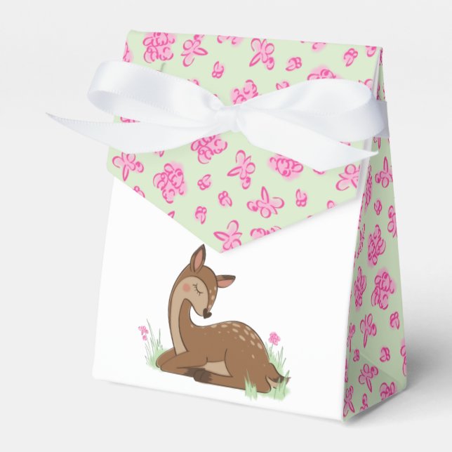 Deer Fawn Baby Shower Woodland Animals Favour Box (Front Side)