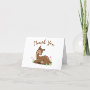 Deer Fawn Baby Shower Woodland Animals Thank You Card