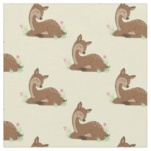 Deer Fawn Watercolor Baby Nursery Woodland Animal Fabric