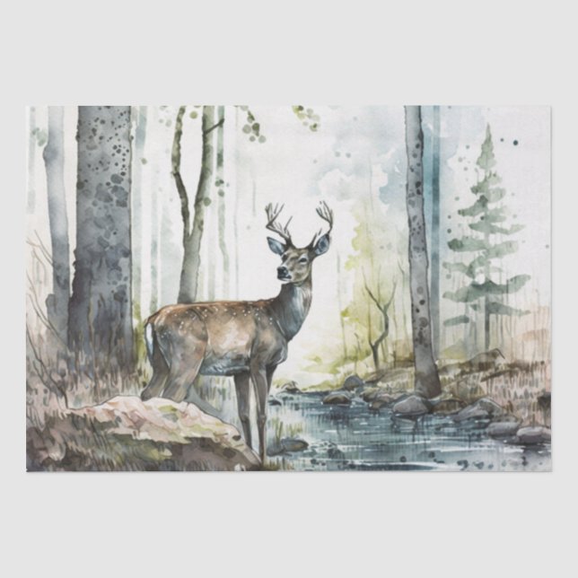 Deer Fawn Watercolor Tissue Paper (Front)