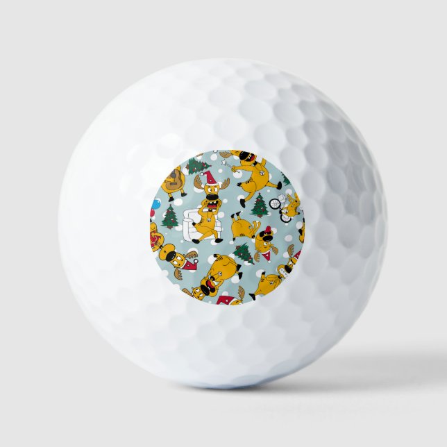 Deer Festive: Christmas Pattern Design Golf Balls (Front)