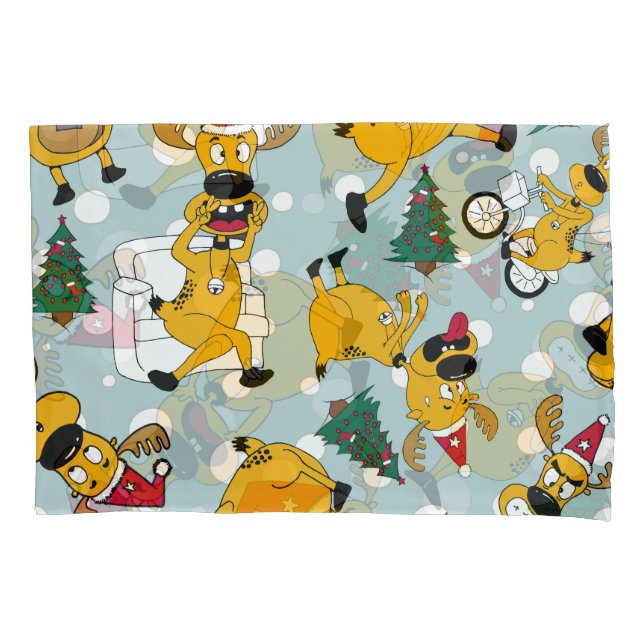 Deer Festive: Christmas Pattern Design Pillowcase (Front)