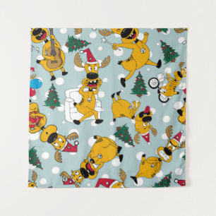 Deer Festive: Christmas Pattern Design Tapestry