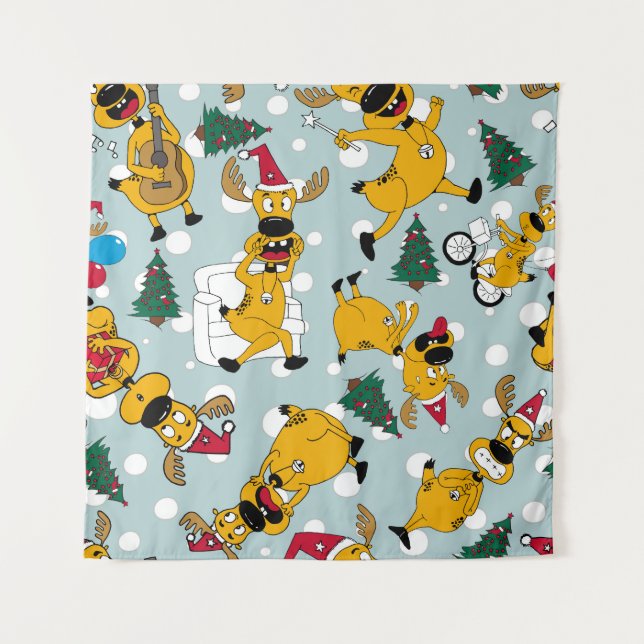 Deer Festive: Christmas Pattern Design Tapestry (Front)