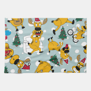 Deer Festive: Christmas Pattern Design Tea Towel